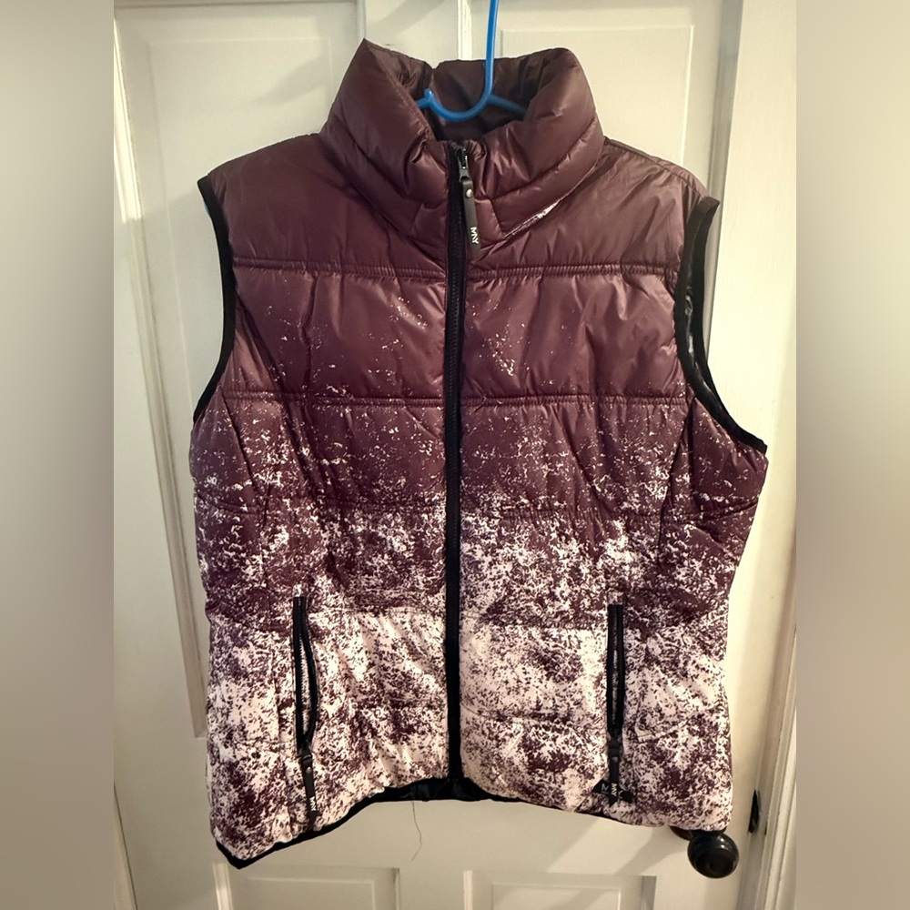 Stylish Maroon and White Puffer Vest